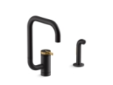 Kohler® 28274-BMB Components® Kitchen Faucet, 1.5 gpm Flow Rate, High Arc Swing Spout, Matte Black with Moderne Brass Trim, 1 Handle