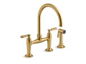 Kohler® 28356-2MB Edalyn™ by Studio McGee Kitchen Sink Faucet with Side Sprayer, 1.5 gpm Flow Rate, Vibrant® Brushed Moderne Brass