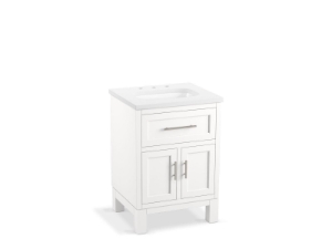 Kohler® 28379-ASB-0 Quo® 24" Bathroom Vanity Cabinet With Sink and Quartz Top, White