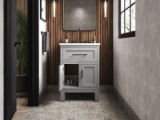 Kohler® 28379-ASB-1WT Quo® 24" Bathroom Vanity Cabinet With Sink and Quartz Top, Mohair Grey