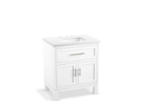 Kohler® 28380-ASB-0 Quo® 30" Bathroom Vanity Cabinet With Sink and Quartz Top, White