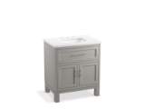 Kohler® 28380-ASB-1WT Quo® 30" Bathroom Vanity Cabinet With Sink and Quartz Top, Mohair Grey
