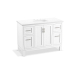 Kohler® 28383-ASB-0 Quo® 48" Bathroom Vanity Cabinet With Sink and Quartz Top, White