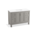 Kohler® 28383-ASB-1WT Quo® 48" Bathroom Vanity Cabinet With Sink and Quartz Top, Mohair Grey