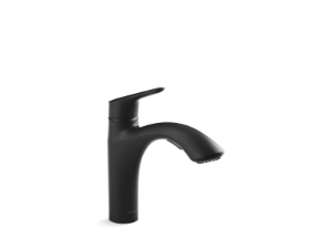 Kohler® 30468-BL Rival® Pull Out Kitchen Sink, 1.5 gpm Flow Rate, Rotating Spout, Matte Black, 1 Handle