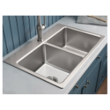 Kohler® 31465-1-NA Prologue™ Double Equal Bowl Kitchen Sink, 1 Faucet Hole, 33 in L x 22 in W x 9-5/16 in H, 18 ga Stainless Steel