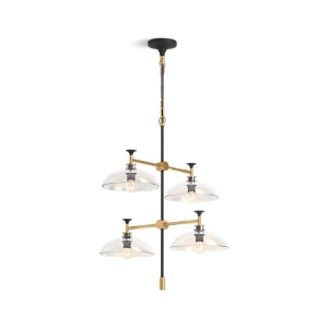 Kohler® 31773-CH04-BML Tone™ 24 in Chandelier, Black with Brass Trim