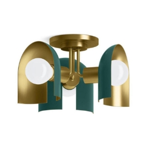 Kohler® 31786-FM03-6GL Jabot Flush Mount Lighting, (3) Lamps, 120 V, Jade/Brushed Moderne Brass Accents Housing