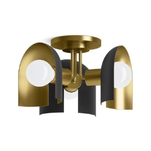 Kohler® 31786-FM03-BML Jabot Flush Mount Lighting, (3) Lamps, 120 V, Black/Brass Trim Housing