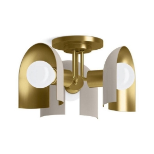 Kohler® 31786-FM03-SLG Jabot Flush Mount Lighting, (3) Lamps, 120 V, Biscuit Satin/Brushed Moderne Brass Housing