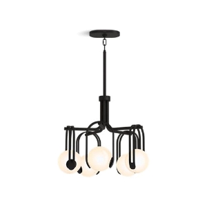 Kohler® 32382-CH05-BLL Shaded Chandelier, (5) CFL Lamps, 120VAC, Matte Black Housing