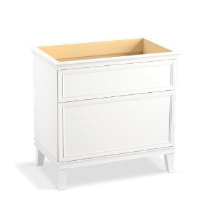 Kohler® 33559-1WA Harken™ Bathroom Vanity Cabinet, 34-1/2 in OAH x 36 in OAW x 21-7/8 in OAD, Wall Mount, Linen White Cabinet