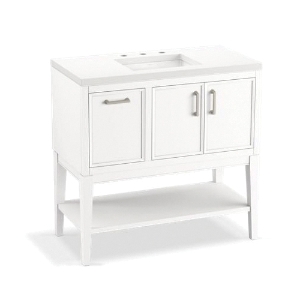 Kohler® 33579-ASB-0 Winnow® 36 in Bathroom Vanity Cabinet With Sink and Quartz Top, White