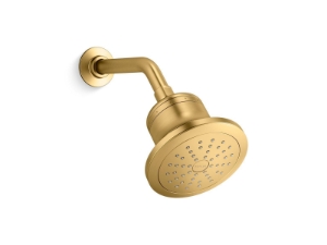 Kohler® 33631-G-2MB Cinq™ Showerhead, 1.75 gpm Max Flow, 1 Spray, 5-1/2 in Dia x 5-7/16 in D Head, 1/2 -14 NPT Connection, Vibrant® Brushed Moderne Brass