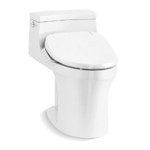 Kohler® 5172-HC-0 1-Piece Chair Height Compact Toilet With Concealed Trapway and Hidden Cord Design, San Souci® Comfort Height®, Elongated Bowl, 5-3/8 in H Rim, 12 in Rough-In, 1.28 gpf, White