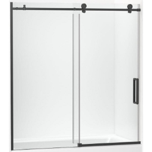 Kohler® 701694-L-BL Composed® Sliding Bath Door, Frameless Frame, Crystal Clear Tempered Glass, Matte Black, 3/8 in THK Glass, 56-1/8 to 59-7/8 in W Opening
