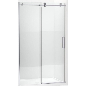 Kohler® 701695-G81-SHP Composed® Sliding Door, Frameless Frame, Crystal Clear Tempered Glass, Bright Polished Silver, 3/8 in THK Glass, 74-7/8 in H Opening, 44-1/8 to 47-7/8 in W Opening