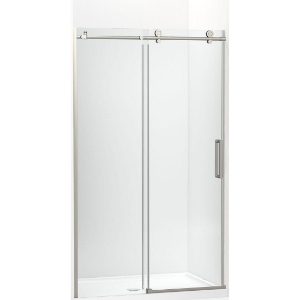 Kohler® 701695-L-BNK Composed® Sliding Door, Frameless Frame, Crystal Clear Tempered Glass, Anodized Brushed Nickel, 3/8 in THK Glass, 74-7/8 in H Opening, 44-1/8 to 47-7/8 in W Opening