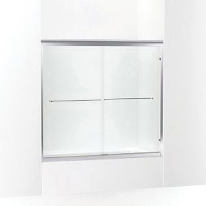 Kohler® 702202-6L-SHP Fluence® Sliding Bath Door, 50-7/8 in H x 52 to 57 in W Opening, Frameless Frame, 1/4 in THK Glass, Bright Polished Silver