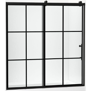 Kohler® 702253-10G79-BL Rely® Sliding Bath Door, 56-5/8 to 59-5/8 in W Opening, 3/8 in THK Glass, Matte Black