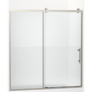 Kohler® 702253-10G81-BNK Rely® Sliding Bath Door, 56-1/8 to 59-7/8 in W Opening, 3/8 in THK Glass, Anodized Brushed Nickel