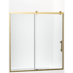 Kohler® 702253-10L-2MB Rely® Sliding Bath Door, 56-5/8 to 59-5/8 in W Opening, 3/8 in THK Glass, Vibrant Brushed Moderne Brass