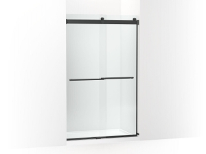 Kohler® 702422-L-BL Levity® Plus Sliding Bath Door, Frameless Frame, Crystal Clear Tempered Glass, Matte Black, 5/16 in THK Glass, 71-9/16 in H Opening, 44-5/8 to 47-5/8 in W Opening