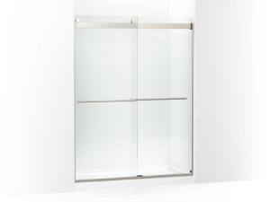 Kohler® 702424-L-BNK Levity® Plus Frameless Sliding Shower Door, 77-9/16 in H X 56-5/8 - 59-5/8 in W, With 5/16 in-Thick Crystal Clear Glass, Anodized Brushed Nickel