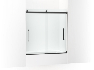 Kohler® 702425-L-BL Levity® Plus Frameless Sliding Bath Door, 61-9/16 in H X 56-5/8 - 59-5/8 in W, With 3/8 in-Thick Crystal Clear Glass, Matte Black