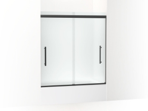 Kohler® 707602-8D3-BL Pleat® Sliding Door, Frameless Frame, Frosted Tempered Glass, Matte Black, 5/16 in THK Glass, 57-1/2 in H Opening, 54-5/8 to 59-5/8 in W Opening