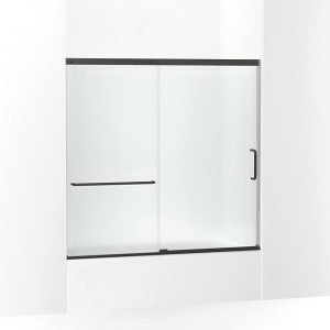 Kohler® 707609-6D3-BL Elate® Sliding Bath Door, 56-3/4 in H X 56-1/4 - 59-5/8 in W, With 1/4 in Thick Frosted Glass, Matte Black