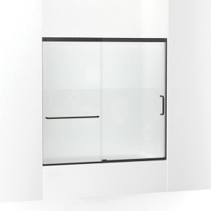 Kohler® 707618-8G81-BL Elate® Sliding Bath Door, 56-3/4 in H X 56-1/4 - 59-5/8 in W With Heavy 5/16 in Thick Crystal Clear Glass With Privacy Band, Matte Black
