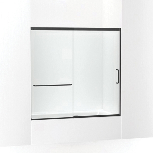 Kohler® 707618-8L-BL Elate® Sliding Bath Door, 56-3/4 in H X 56-1/4 - 59-5/8 in W With Heavy 5/16 in Thick Crystal Clear Glass, Matte Black