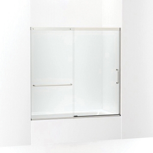 Kohler® 707618-8L-MX Elate® Sliding Bath Door, 56-3/4 in H X 56-1/4 - 59-5/8 in W With Heavy 5/16 in Thick Crystal Clear Glass, Matte Nickel