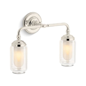 Kohler® 72582-SNL Artifacts® Light Sconce, Incandescent Lamp, Polished Nickel Housing, (2) Lamps