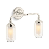 Kohler® 72582-SNL Artifacts® Light Sconce, Incandescent Lamp, Polished Nickel Housing, (2) Lamps
