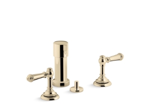 Kohler® 72765-4-AF Artifacts® Widespread Bidet Faucet With Lever Handles, Vibrant French Gold