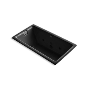 Kohler® 856-JHN-7 Tea-for-Two® Bathtub, Whirlpool, Rectangular Shape, 66 in L x 36 in W, Reversible Drain, Black