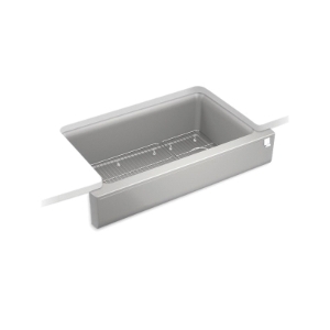 Kohler® 25784-CM4 K-25784 Cairn® Farm House Cairn® Kitchen Sink, Matte Gray, Rectangular Shape, 28-5/8 in L x 15-1/2 in W Bowl x 9-1/2 in D Bowl, 34 in L x 21-3/16 in W x 10-1/8 in H, Under Mounting, Neoroc® Composite