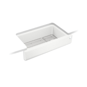 Kohler® 25784-CM6 K-25784 Cairn® Farm House Cairn® Kitchen Sink, Matte White, Rectangular Shape, 28-5/8 in L x 15-1/2 in W Bowl x 9-1/2 in D Bowl, 34 in L x 21-3/16 in W x 10-1/8 in H, Under Mounting, Neoroc® Composite