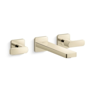 Kohler® T27120-4-AF Parallel® Wall-Mount Bathroom Sink Faucet Trim, 1.2 gpm, Vibrant French Gold