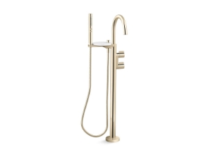 Kohler® T77984-4-AF Components® Floor-Mount Bath Filler Trim With Lever Handles and Handshower, Vibrant French Gold