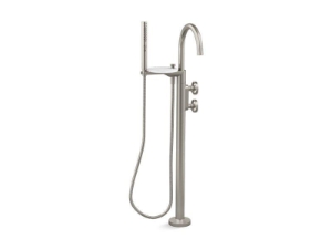 Kohler® T77984-9-BN Components® Floor-Mount Bath Filler Trim With Industrial Handles and Handshower, Vibrant Brushed Nickel