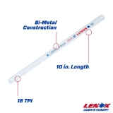 Lenox® 20143V214HE Hacksaw Blade, 1/2 in W x 12 in L Blade, HSS Cutting Edge, 14 TPI, Bi-Metal Blade