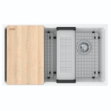 Franke MAG11031OW-PWT-WKC Maris Undermount 33-in x 19.31-in Granite Single Bowl Workcenter Kitchen Sink, Polar White