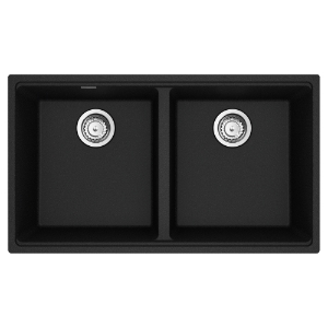 Franke MAG1201515-ONY-S Maris Undermount 33-in x 18.94-in Granite Double Bowl Kitchen Sink, Onyx