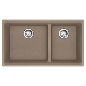 Franke MAG1601812LD-OYS-S Maris Undermount 33-in x 18.94-in Granite Double Bowl Kitchen Sink, Oyster