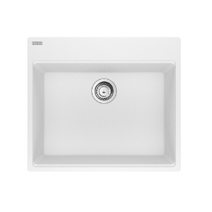 Franke MAG61023-PWT-S Maris Topmount 25-in x 22-in Granite Single Bowl Kitchen Sink, Polar White