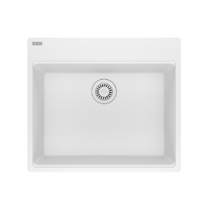 Franke MAG61023L-PWT Maris Dual Mount 25-in x 22-in Granite Dual Mount Single Bowl Laundry Sink, Polar White
