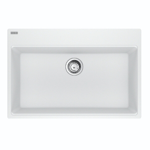 Franke MAG61031-PWT-S Maris Topmount 33-in x 22-in Granite Single Bowl Kitchen Sink, Polar White
